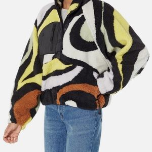 FP Movement Black and White Teddy Jacket Oversized Abstract Style